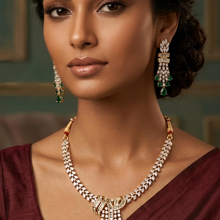 Rhodium Plated Platinum Finish AD Jewelry
