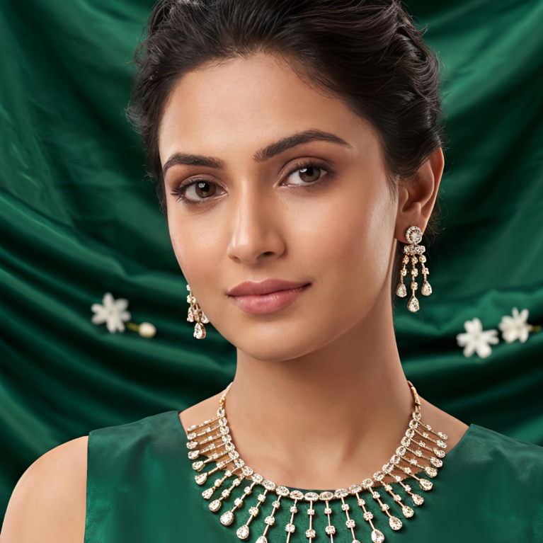 Tarnish Resistant American Diamond Necklace Set