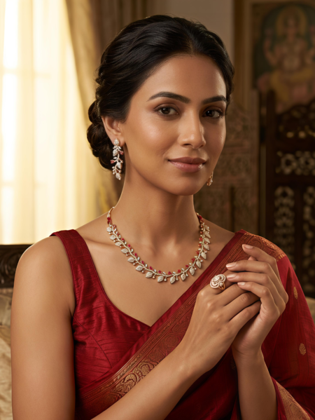 Tarnish Resistant American Diamond Necklace Set
