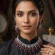 Ruby Red Teardrop Necklace Set