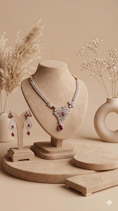 Red Stone Bridal Necklace Set