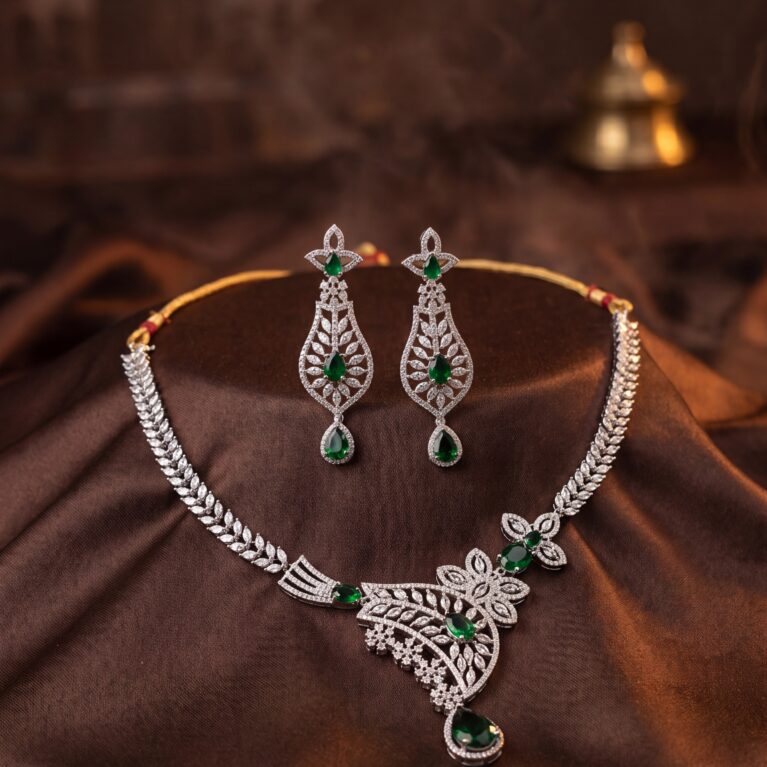 Green Stone Bridal Necklace Set