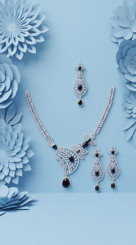Black Stone Bridal Necklace Set