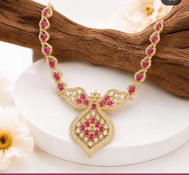 Red And White Bridal Necklace Set