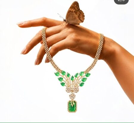 Green Stone Statement Bridal Necklace Set