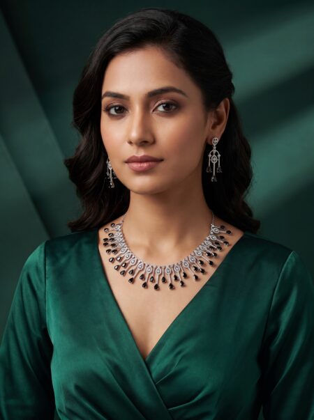 Black Stone Teardrop necklace set