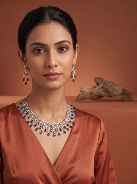 Blue Stone Teardrop Necklace Set