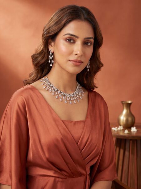 Premium AD Teardrop Necklace Set